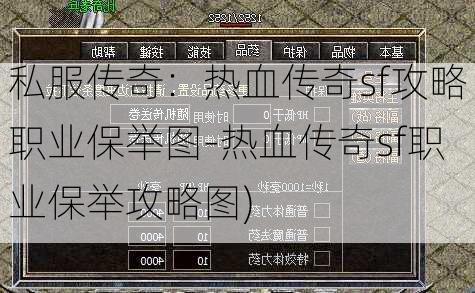 私服传奇：热血传奇sf攻略职业保举图-热血传奇sf职业保举攻略图)