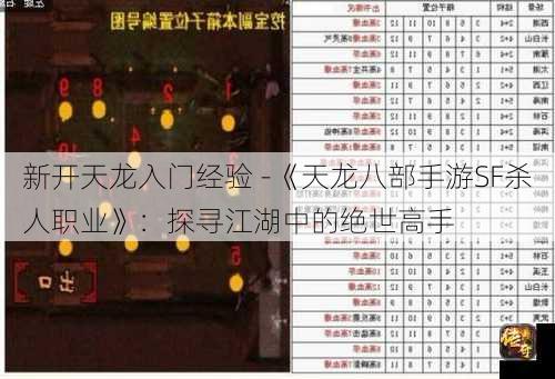 新开天龙入门经验 -《天龙八部手游SF杀人职业》：探寻江湖中的绝世高手