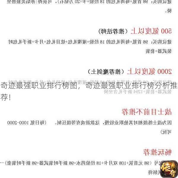 奇迹最强职业排行榜图，奇迹最强职业排行榜分析推荐！