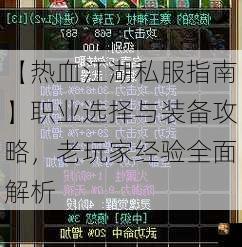 【热血江湖私服指南】职业选择与装备攻略，老玩家经验全面解析